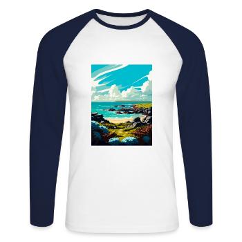 Phillip Island Australie Vintage Travel Poster WPA - T-shirt baseball manches longues Homme - blanc/marine - Devant - Nik (191cm)