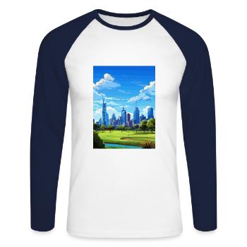 Melbourne Australien Deko Vintage Reiseposter WPA - Unisex Baseballshirt langarm - Weiß/Navy - Vorne - Nik (191cm)