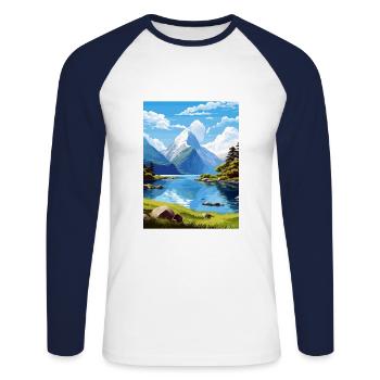Milford Sound Neuseeland Vintage Reiseposter - Unisex Baseballshirt langarm - Weiß/Navy - Vorne - Nik (191cm)