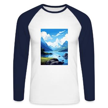 Milford Sound Neuseeland Vintage Reiseposter - Unisex Baseballshirt langarm - Weiß/Navy - Vorne - Nik (191cm)