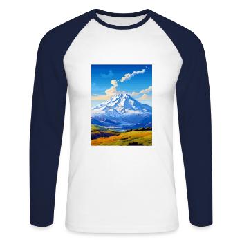 Mount Ruapehu Neuseeland Vintage Reiseposter - Unisex Baseballshirt langarm - Weiß/Navy - Vorne - Nik (191cm)