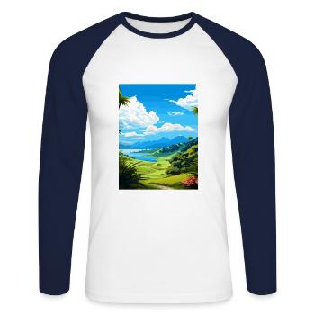 Whangarei Neuseeland Vintage Reiseposter WPA - Unisex Baseballshirt langarm - Weiß/Navy - Vorne - Nik (191cm)