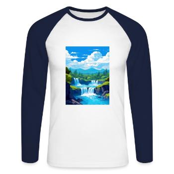 Haku Falls Neuseeland Vintage Reiseposter WPA - Unisex Baseballshirt langarm - Weiß/Navy - Vorne - Nik (191cm)