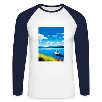 Lake Taupo Neuseeland Vintage Reiseposter WPA - Unisex Baseballshirt langarm - Weiß/Navy - Vorne - Nik (191cm)