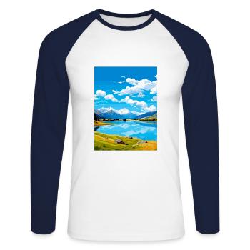 Lake Hayes Neuseeland Vintage Reiseposter WPA - Unisex Baseballshirt langarm - Weiß/Navy - Vorne - Nik (191cm)