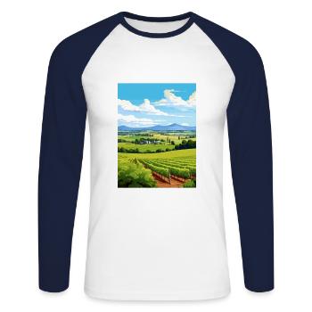 Yarra Valley Australie Vintage voyage affiche WPA - T-shirt baseball manches longues Homme - blanc/marine - Devant - Nik (191cm)