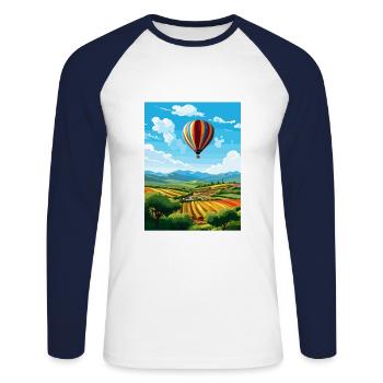 Yarra Valley Australie Vintage voyage affiche WPA - T-shirt baseball manches longues Homme - blanc/marine - Devant - Nik (191cm)