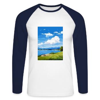Lake Taupo Neuseeland Vintage Reiseposter WPA - Unisex Baseballshirt langarm - Weiß/Navy - Vorne - Nik (191cm)