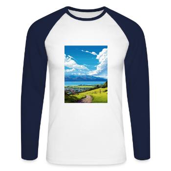 Kaikoura Nouvelle-Zélande Nz Vintage Travel Poster WPA - T-shirt baseball manches longues Homme - blanc/marine - Devant - Nik (191cm)