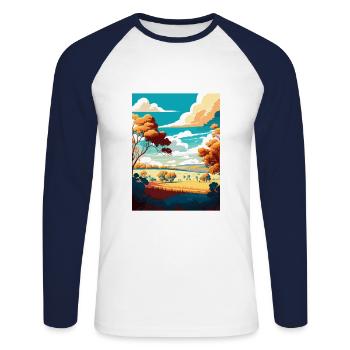 Hunter Valley Australie Vintage voyage affiche WPA - T-shirt baseball manches longues Homme - blanc/marine - Devant - Nik (191cm)