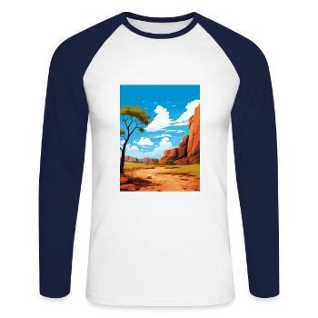 The Kimberley Australia Vintage Travel Poster WPA - Unisex Long Sleeve Baseball T-Shirt - white/navy - Front - Nik (191cm)