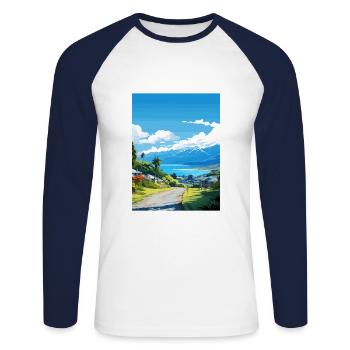 Kaikoura Nouvelle-Zélande Nz Vintage Travel Poster WPA - T-shirt baseball manches longues Homme - blanc/marine - Devant - Nik (191cm)