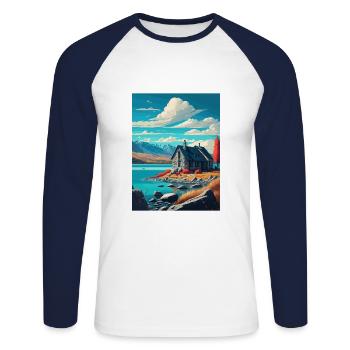 Lake Tekapo Neuseeland Vintage Reiseposter WPA - Unisex Baseballshirt langarm - Weiß/Navy - Vorne - Nik (191cm)