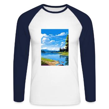 Lake Rotorua Neuseeland Vintage Reiseposter WPA - Unisex Baseballshirt langarm - Weiß/Navy - Vorne - Nik (191cm)