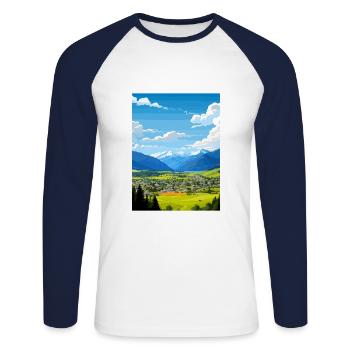 Hamner Springs Neuseeland Vintage Reiseposter - Unisex Baseballshirt langarm - Weiß/Navy - Vorne - Nik (191cm)