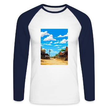 Sovereign Hills Australia Vintage Travel Poster - Unisex Long Sleeve Baseball T-Shirt - white/navy - Front - Nik (191cm)