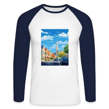 Christchurch New Zealand Vintage Travel Poster WPA - Unisex Long Sleeve Baseball T-Shirt - white/navy - Front - Nik (191cm)