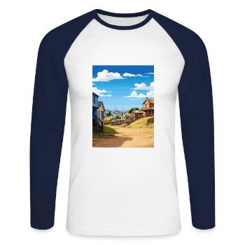 Sovereign Hills Australia Vintage Travel Poster - Unisex Long Sleeve Baseball T-Shirt - white/navy - Front - Nik (191cm)