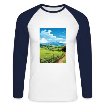Havelock Nord-Neuseeland Vintage-Reiseposter - Unisex Baseballshirt langarm - Weiß/Navy - Vorne - Nik (191cm)