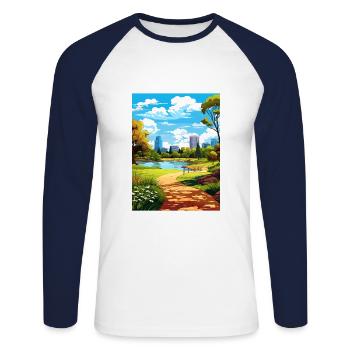 Kings Park Royal Botanic Garden Travel Poster - Unisex Long Sleeve Baseball T-Shirt - white/navy - Front - Nik (191cm)