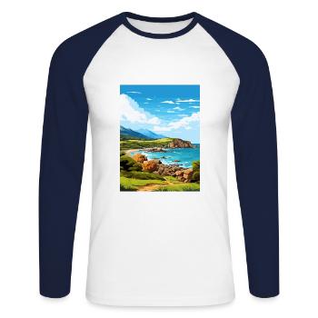 Wilsons Promontory National Park Reiseplakat - Unisex Baseballshirt langarm - Weiß/Navy - Vorne - Nik (191cm)