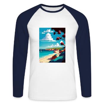 Mornington Halbinsel Australien Reiseposter - Unisex Baseballshirt langarm - Weiß/Navy - Vorne - Nik (191cm)