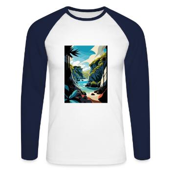 Paparoa Nationalpark Neuseeland Reiseposter - Unisex Baseballshirt langarm - Weiß/Navy - Vorne - Nik (191cm)