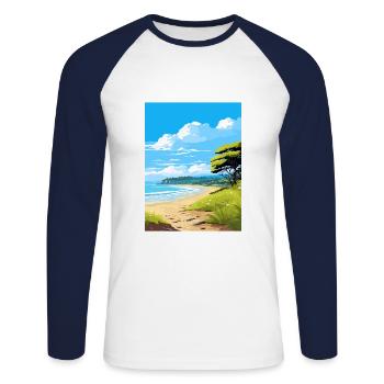 Rakiura Nationalpark Neuseeland Reiseposter - Unisex Baseballshirt langarm - Weiß/Navy - Vorne - Nik (191cm)