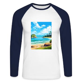 Abel Tasman Nationalpark Neuseeland Souvenir - Unisex Baseballshirt langarm - Weiß/Navy - Vorne - Nik (191cm)
