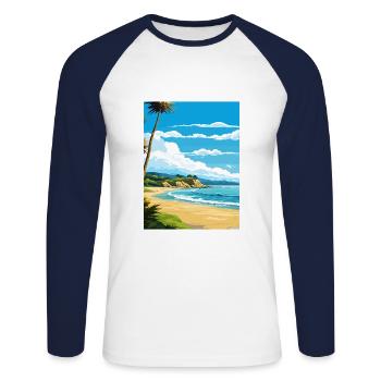 Whanganmata Whanganmatad Neuseeland Reiseposter - Unisex Baseballshirt langarm - Weiß/Navy - Vorne - Nik (191cm)