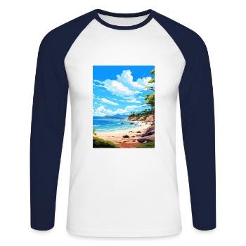 Abel Tasman Nationalpark Neuseeland Souvenir - Unisex Baseballshirt langarm - Weiß/Navy - Vorne - Nik (191cm)