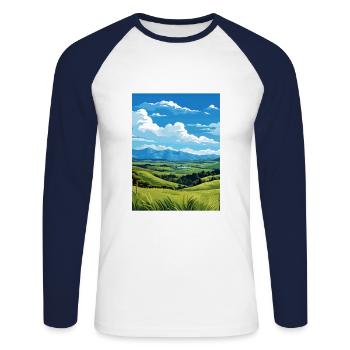 Pukaha National Wildlife Centre Nz Travel Poster - Unisex Long Sleeve Baseball T-Shirt - white/navy - Front - Nik (191cm)
