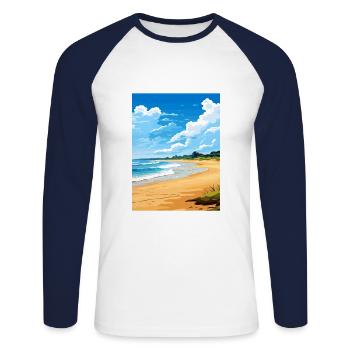 Great Sandy Nationalpark Australien Reiseplakat - Unisex Baseballshirt langarm - Weiß/Navy - Vorne - Nik (191cm)