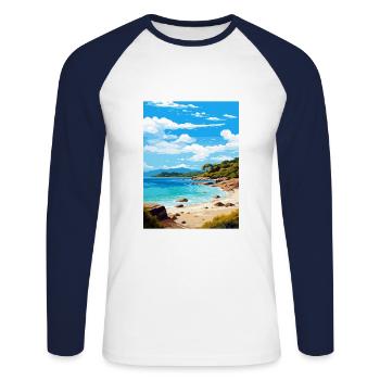 Abel Tasman Nationalpark Neuseeland Souvenir - Unisex Baseballshirt langarm - Weiß/Navy - Vorne - Nik (191cm)