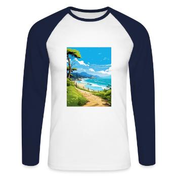Abel Tasman Coastal Track Neuseeland Souvenir - Unisex Baseballshirt langarm - Weiß/Navy - Vorne - Nik (191cm)
