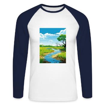 Parc national de Palo Verde Costa Rica affiche de voyage - T-shirt baseball manches longues Homme - blanc/marine - Devant - Nik (191cm)