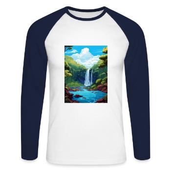 La Paz Waterfall Gardens Costa Rica affiche de voyage - T-shirt baseball manches longues Homme - blanc/marine - Devant - Nik (191cm)