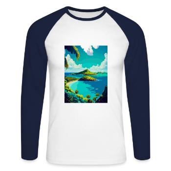 Saint Vincent And The Grenadines Caribbean Travel - Unisex Long Sleeve Baseball T-Shirt - white/navy - Front - Nik (191cm)
