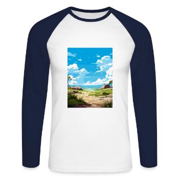 Parc national de Barra Hunda Costa Rica affiche de voyage - T-shirt baseball manches longues Homme - blanc/marine - Devant - Nik (191cm)