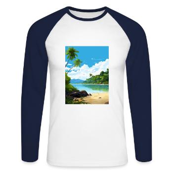 Parc national de l’île Cocos Costa Rica Souvenir - T-shirt baseball manches longues Homme - blanc/marine - Devant - Nik (191cm)