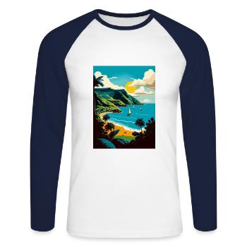 Saint Vincent And The Grenadines Caribbean Travel - Unisex Long Sleeve Baseball T-Shirt - white/navy - Front - Nik (191cm)