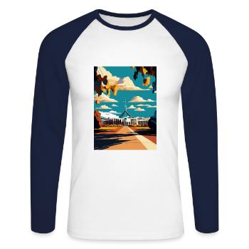 Canberra Australien Vintage Reiseposter Souvenir - Unisex Baseballshirt langarm - Weiß/Navy - Vorne - Nik (191cm)
