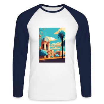 Adelaide Australien Vintage Reiseposter Souvenir - Unisex Baseballshirt langarm - Weiß/Navy - Vorne - Nik (191cm)