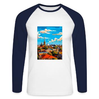 Adelaide Australien Vintage Reiseposter Souvenir - Unisex Baseballshirt langarm - Weiß/Navy - Vorne - Nik (191cm)