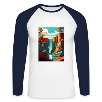 Kimberley Australia Vintage Travel Poster Souvenir - Unisex Long Sleeve Baseball T-Shirt - white/navy - Front - Nik (191cm)