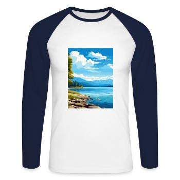 Te Anau Neuseeland Vintage Reiseposter Souvenir - Unisex Baseballshirt langarm - Weiß/Navy - Vorne - Nik (191cm)