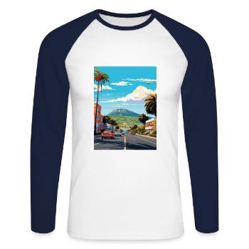 Tauranga Nouvelle-Zélande Vintage voyage affiche WPA Art - T-shirt baseball manches longues Homme - blanc/marine - Devant - Nik (191cm)