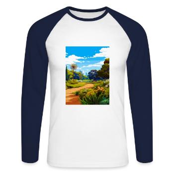 Königlicher Botanischer Garten Vintage-Reiseposter WPA-Kunst - Unisex Baseballshirt langarm - Weiß/Navy - Vorne - Nik (191cm)
