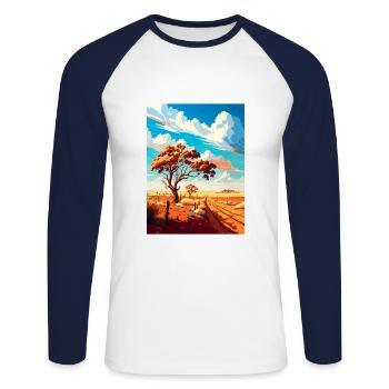 Outback Au Australie Vintage voyage affiche WPA Art - T-shirt baseball manches longues Homme - blanc/marine - Devant - Nik (191cm)