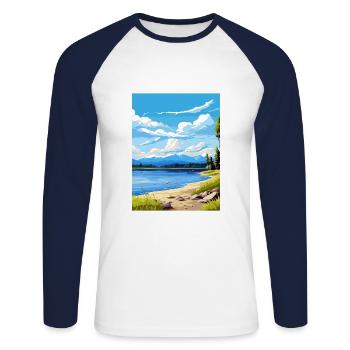 Te Anau Neuseeland Vintage Reiseposter Souvenir - Unisex Baseballshirt langarm - Weiß/Navy - Vorne - Nik (191cm)
